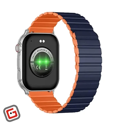 ساعت هوشمند شیائومی کیسلکت Ks Pro از نمای پشت، رنگ نقرهای با بند آبی-نارنجی