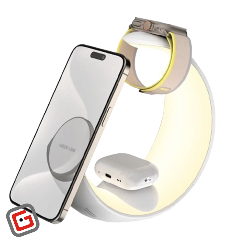 شارژر وایرلس گرین لاین مدل Moon Charge ظرفیت ۱۵ وات ۴ در ۱
