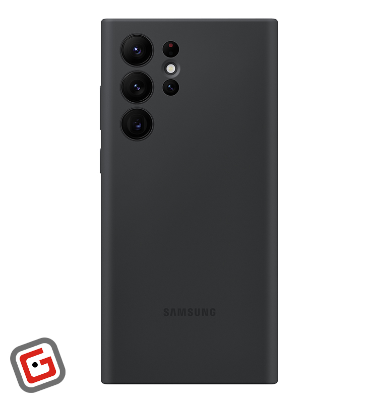 قاب سیلیکونی گوشی سامسونگ مدل Galaxy S22 Ultra رنگ مشکی در حالت نمایش دوربین ها در قاب