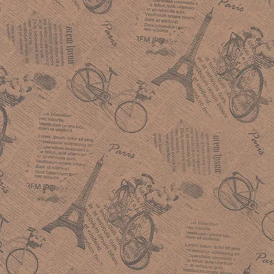 کاغذ کادو - طرح دوچرخه قدیمی و برج ایفل پاریس کد 004